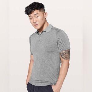 * LuluLemon men’s live in practice vent tech polo shirt grey Medium